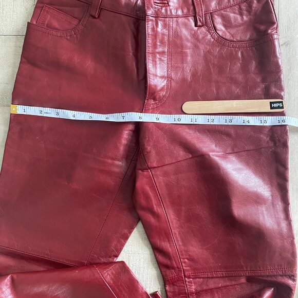 Gap Women Vintage Boot Cut Red Genuine Leather Pants Mid Rise Size 0 - Picture 11 of 14